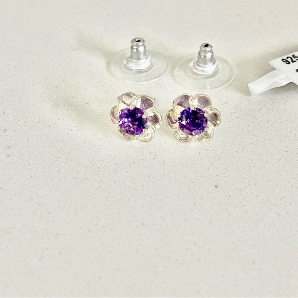 Sterling Silver 925 Amethyst earrings - Picture 2 of 8